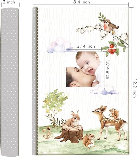 Holoary Baby Photo Album 4” x 6” 160 Photos, Newborn Baby Keepsake Gifts for Baby Boy/Girl and New Parents, Woodland Animals Design - Jamouz