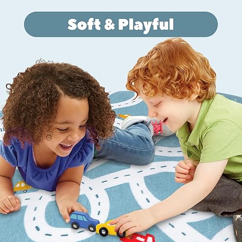 LIVEBOX Road Traffic Kids Play Area Rug 3'x5' Washable Playroom Educational & Fun with Cars and Toys Non-Slip Children Nursery Rugs for Living Room Bedroom Classroom Entryway Kids Tent - Jamouz
