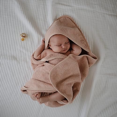 mushie Baby Hooded Towel | Organic Cotton (Blush) - Jamouz