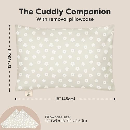 Toddler Pillow with Pillowcase - 13x18 My Little Cuddly Pillow, Viscose Derived From Bamboo Nursery Toddler Pillows for Sleeping,Kids Pillow,Small Travel Pillows,Mini Toddler Bed Pillow (Meadow) - Jamouz