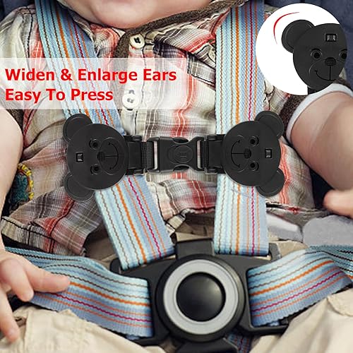 Lock Strap Anti Escape, Bear-Shaped Baby Harness Chest Clip Safety Clip, Prevent Children/Kids Taking Their Arms Out of Child High Chairs/Strollers/Baby Reins(2 Pack) - Jamouz