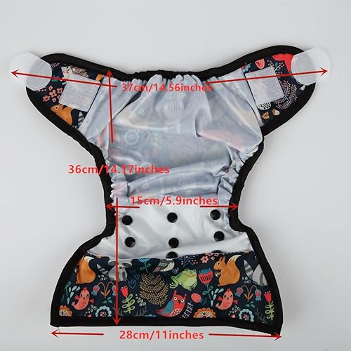 Baby Cloth Diaper Cover Nappy Hook and Loop Double Gusset 6.6lbs to 33lbs (Rabbits Wolves) - Jamouz