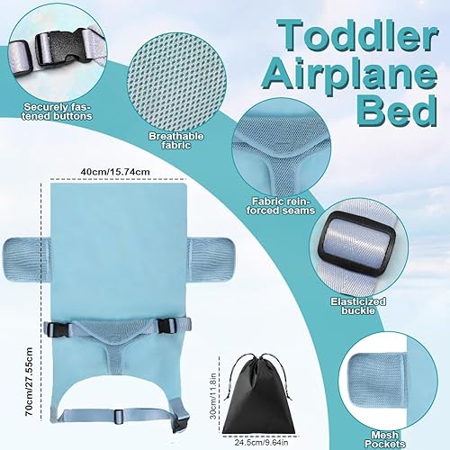 2025 Upgrade Toddler Airplane Bed,Jaxbo Portable Baby Airplane Seat Extender,Baby Portable Plane Bed Foot Rest with Triangle Seat Belts,Baby Travel Essentials for 1-3 - Jamouz