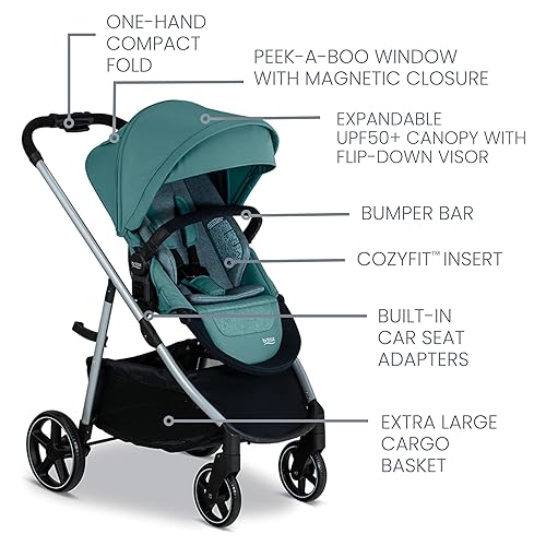 Britax Willow Grove SC Baby Travel System, Infant Car Seat and Stroller Combo with Alpine Base, ClickTight Technology, SafeWash, Pindot Stone - Jamouz