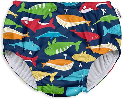 Boys' Pull-up Reusable Absorbent Swim Diaper, Royal Blue Sharks, 3T - Jamouz