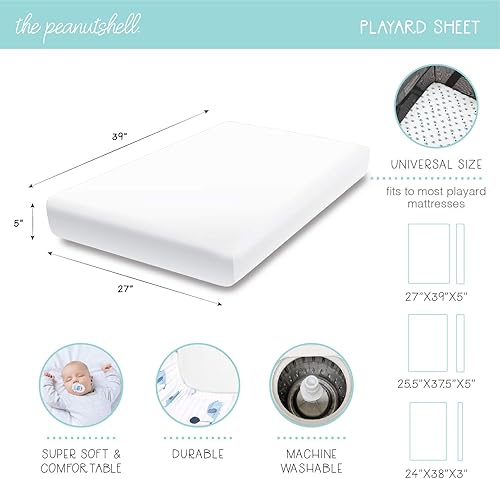 The Peanutshell 3-Pack Fitted Playard Sheets - Soft & Breathable Baby Boy or Girl Mini Crib Sheets, Pack N Play Mattress, Fits Standard Playard Pack Play Mattresses - Boho - Jamouz