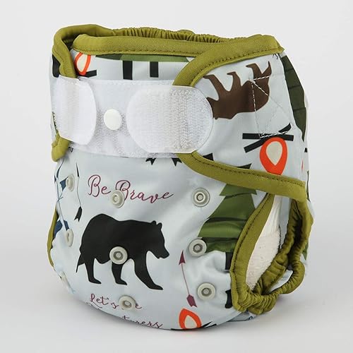 Baby Cloth Diaper Cover Nappy Hook and Loop Double Gusset 6.6lbs to 33lbs (Rabbits Wolves) - Jamouz