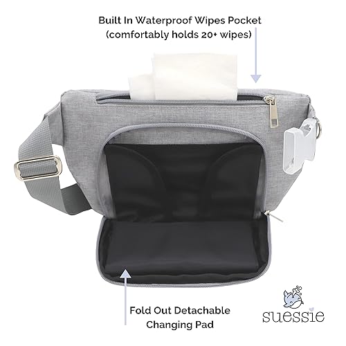 Suessie Fanny Pack Diaper Bag - with Baby Changing Pad & Waterproof Wipes Pocket - Stroller Organizer - Jamouz
