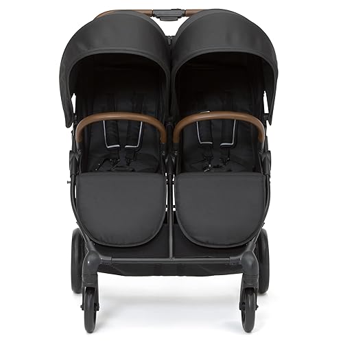 Delta Children Cruzer Double Stroller – Lightweight Side by Side with Reclining Seats, Extendable Canopies and Flat Fold, Black - Jamouz