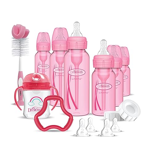 Dr. Brown's Natural Flow® Anti-Colic Options+™ Narrow Bottle to Sippy Gift Set with Soft Silicone Sippy Spout, Removable Silicone Handles, Travel Cap and Bottle Brush - Jamouz