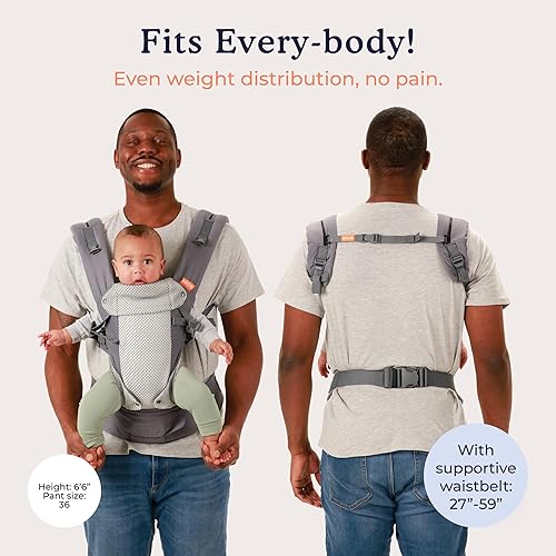 Beco Baby Carrier Gemini Newborn to Toddler-Front, Back and Hip Seat Carrier,Baby Carrier Backpack & Baby Front Carrier with Adjustable Seat,Ergonomic Baby Holder 7-35lbs (Grey) - Jamouz