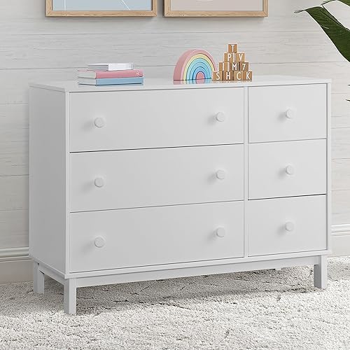 GAP babyGap Legacy 6 Drawer Dresser with Interlocking Drawers - Greenguard Gold Certified, Bianca White - Jamouz