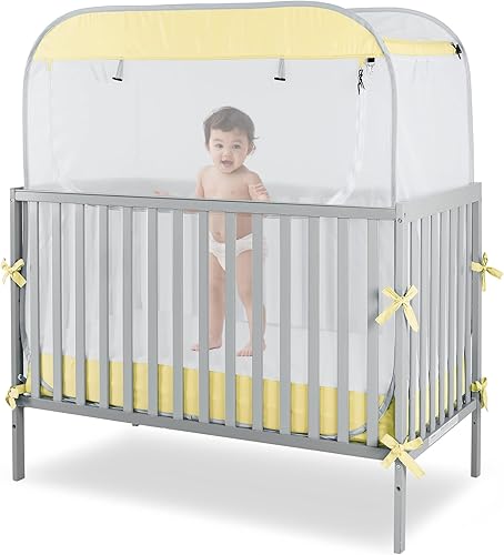 Porayhut Portable Baby Crib Net Safety Mesh Tent,Pop up Infant Mosquito Net, See Through Canopy Netting Cover for Baby&Toddler to Keep Baby from Climbing Out. - Jamouz