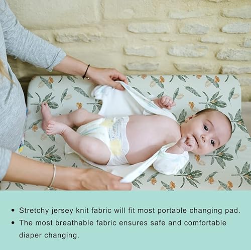 Stretchy Changing Pad Covers for Boys Girls,2 Pack Jersey Knit,Elephant & Whale - Jamouz