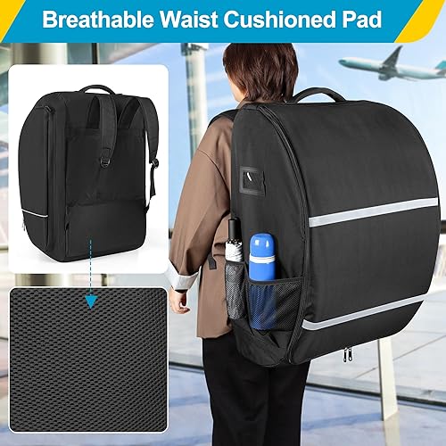 Car Seat Stroller Travel Bag Compatible with Doona for Airplane, Gate Check Stroller Backpack with 8mm Pearl Cotton Padding, Black, Patented Design - Jamouz