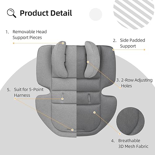 Innokids Baby Stroller Seat Liners Head Body Support Cushion Reversible Infant Liner Insert with Adjustable Pillow Fit Summer and Winter Use (Gray) - Jamouz