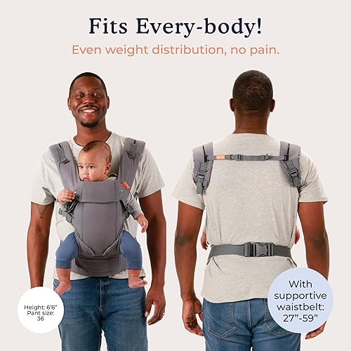 Beco Baby Carrier Gemini Newborn to Toddler-Front, Back and Hip Seat Carrier,Baby Carrier Backpack & Baby Front Carrier with Adjustable Seat,Ergonomic Baby Holder 7-35lbs (Grey) - Jamouz