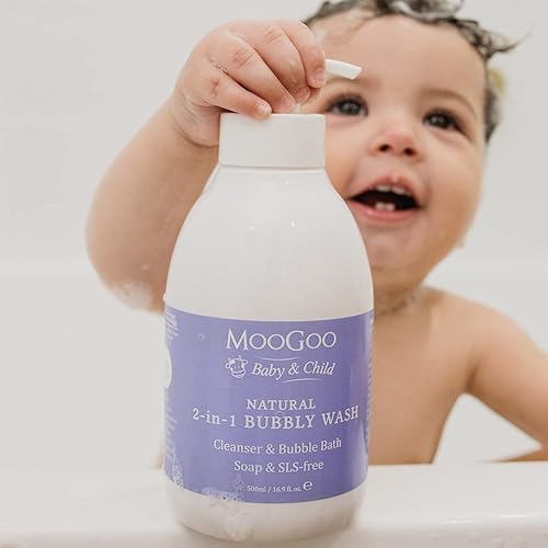 MooGoo 2-in-1 Bubbly Wash - Natural Baby Cleanser & Bubble Bath, Baby Body Wash & Shampoo, Soap, SLS, Fragrance-Free, Dermatologically Tested, Gentle for Sensitive Skin, 500ml/16.9 fl.oz. - Jamouz