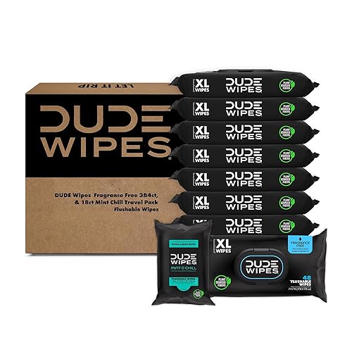 DUDE Baby Wipes - Flushable Baby Wipes Unscented - (6 Pack) 288 Wipes - Extra Large Wet Wipes Flushable - Vitamin-E & Aloe - Septic and Sewer Safe - Jamouz