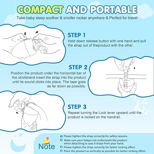 Baby Stroller Rocker Rechargeable, 11 Soothing Sounds Sleep Soother with Cry Activated Sensor, Adjustable Speed with 15,30,45 Minute Timer- Fits All Pushchairs & Prams Create a Baby Bouncer - Jamouz