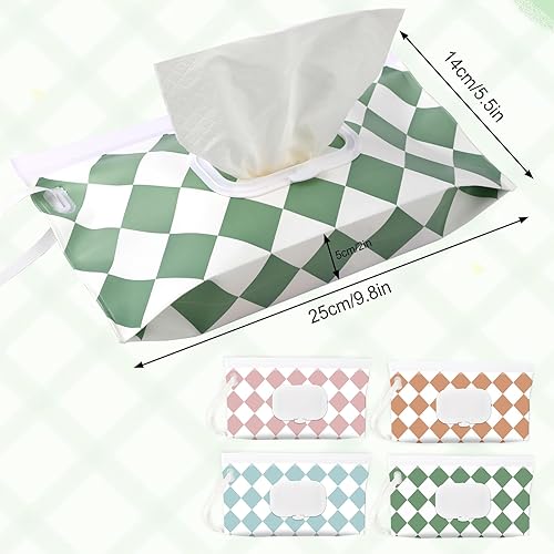 FEBSNOW 4 Pack Baby Wipe Dispenser, Portable Refillable Wipe Holder, Baby Wipes Container, Wipe Dispenser, Reusable Travel Wet Wipe Pouch (Geometric) - Jamouz