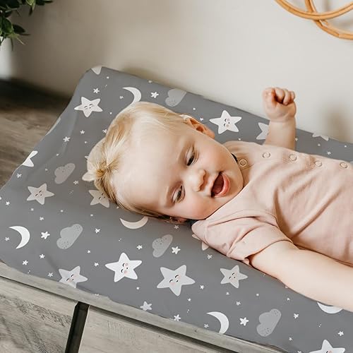 Stretchy Changing Pad Covers for Boys Girls,2 Pack Jersey Knit,Elephant & Whale - Jamouz