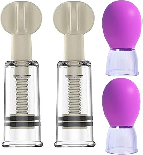 2 Pair Nipple Suckers for Flat or Inverted Nipples, Portable Nipple Vacuum Pump Cupping Device, Inverted Nipple Puller Suction and Shy Nipples, Breastfeeding or Women - Jamouz