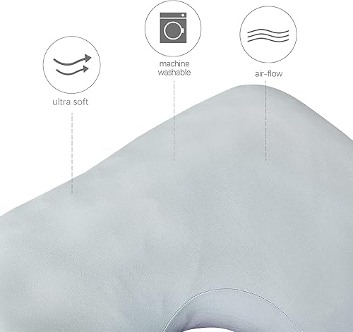 Pregnancy Pillow Cover U-Shaped, Super Soft Replacement Cover Fits Most 55/57 Inch Maternity Pillow, Full Body Pregnancy Pillow Case, Universal Fit, Grey Hearts Print - Jamouz