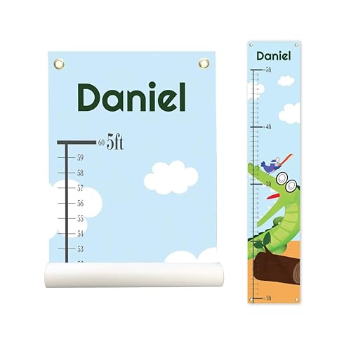 Personalized Kids Canvas Growth Chart, Height Chart, Growth Chart Banner, Train - Jamouz