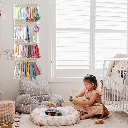 POVETIRE Headband Holder for Girls Baby Headband Organizer Head Bands Hair Accessories Display Organizer Wall Hanging Decor for Nursery Toddler Girl Room - Jamouz