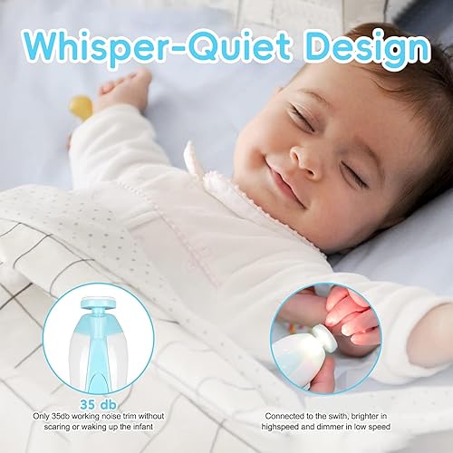 Baby Nail Trimmer Electric, Baby Nail Clippers, Baby Grooming Kit Manicure Set, Nail File Baby Essentials Must Haves (Blue 6 in 1) - Jamouz