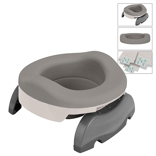 Potette Plus Potty Value Pack: Kalencom 2in1 Potette Plus Portable Potty and Reusable Collapsible Liner for Home Use (White/Gray) - Jamouz