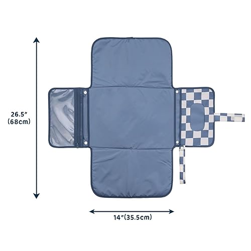 Tiny Twinkle Portable Diaper Changing Pad, Foldable Waterproof Baby Change Pad for Newborn Girl & Boy with Smart Wipes Pocket (Beige Checkers) - Jamouz