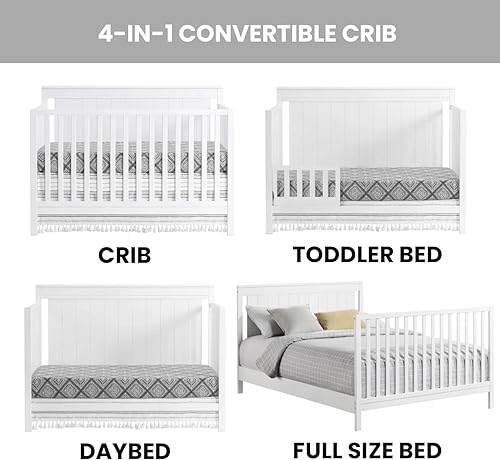 Oxford Baby Lazio 4-in-1 Convertible Crib, Dove Gray, GreenGuard Gold Certified - Jamouz