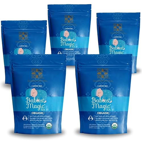 Secrets of Tea Baby Colic Babies' Magic Tea – Organic, Natural, Safe – Calming & Soothing Relief for Baby Acid Reflux, Gas, Colic – Your Baby Will Sleep Thru The Night Guaranteed–100 Count(5 Pack) - Jamouz