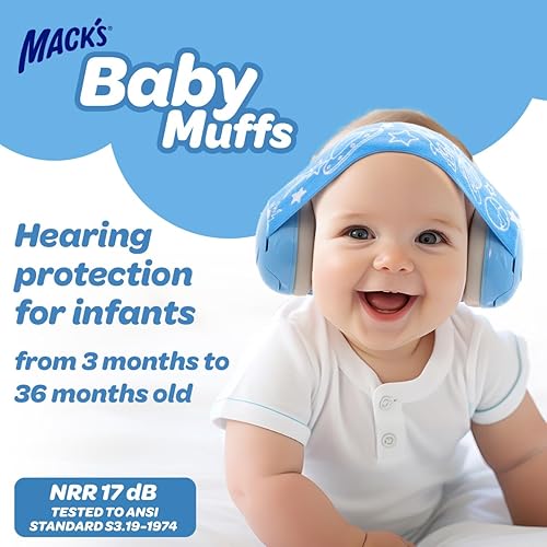 Mack's Baby Muffs | Baby Ear Muffs Noise Protection | High NRR | Noise Cancelling Headphones for Babies & Toddlers - Jamouz