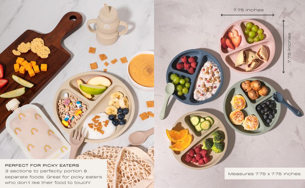 Hippypotamus Suction Plates  Lids Babies Toddlers Food-Grade Silicone  BPA Free Dishwasher Safe