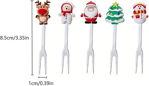 10 Pcs Cute Cartoon Animal Fruit Forks Kids Toothpicks Stainless Steel Bento Picks for Kids with Silicone Handles Back to School Party Supplies - Jamouz