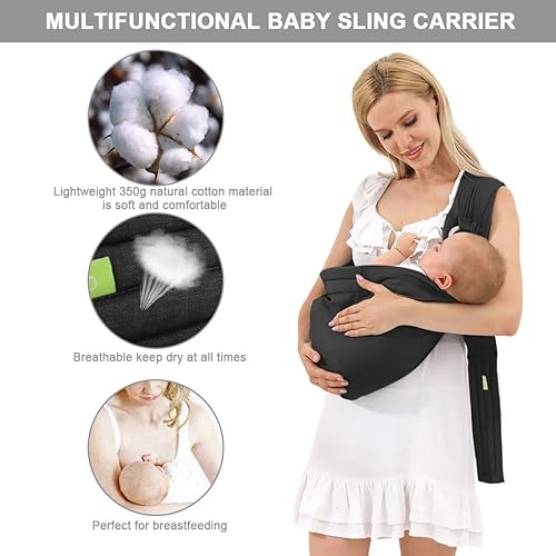 Baby Sling-Baby Carrier-Baby Wraps,Soft Adjustable Ring Sling for Newborns Infants, Breathable Multi-Functional Sling for Mom&Dad Support Babies Under 36lbs-Grey - Jamouz