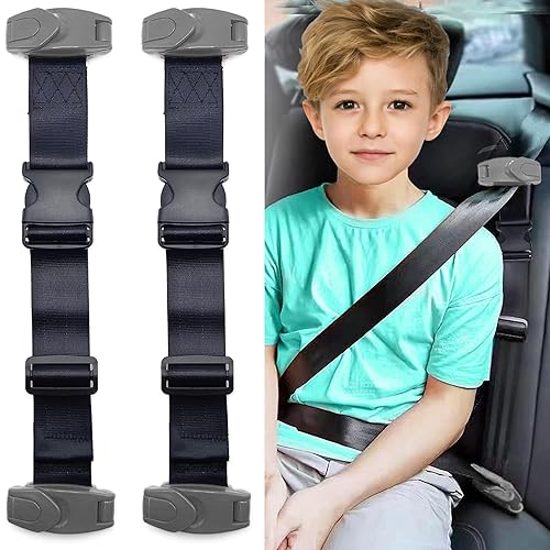 Car Seat Belt Adjuster with Safety Clips and Adjustment Strap Car Seat Accessories for Adults Shoulder Neck Comfort and Travel Driving Protection(Grey)-2 Pack - Jamouz