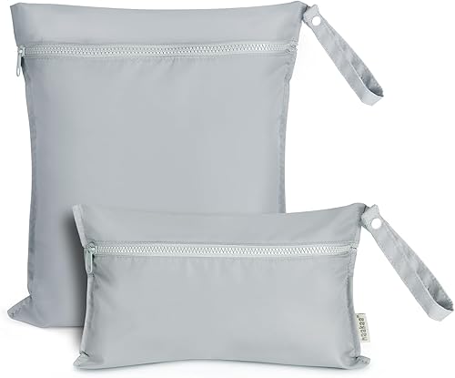 haakaa Waterproof Wet Bags for Baby, Wet Dry Bags for Diaper Bag, Travel, Swimsuit, Beach, Pool, Pump Parts, Stroller, Daycare,Yoga, Grass, 2 Pack - Jamouz