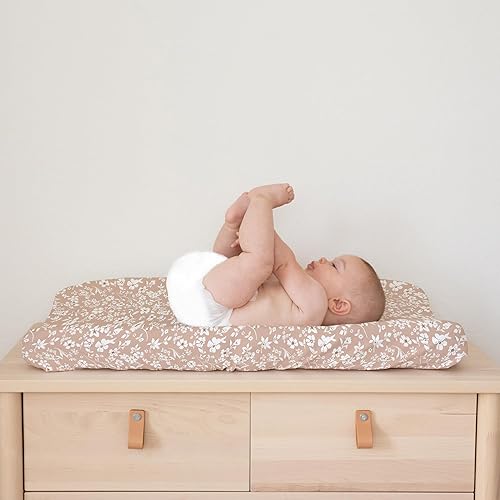 Baby Changing Pad Cover 2-Pack for Girls (Fleurette) - Premium Fitted Sheets Baby Diaper Changing Table Cover - Buttery Soft Cotton Blend - Jamouz