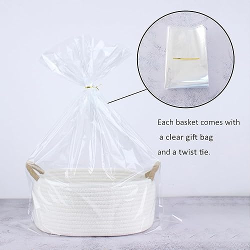 Yimi's Dream Gift Baskets Empty, Small Basket for Organizing, White Cotton Rope Basket with Handle for Decor, Baby Cat Dog Toy (Oval, 12'x 8'x 5' ) - Jamouz