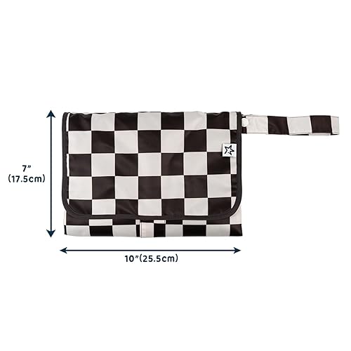 Tiny Twinkle Portable Diaper Changing Pad, Foldable Waterproof Baby Change Pad for Newborn Girl & Boy with Smart Wipes Pocket (Beige Checkers) - Jamouz