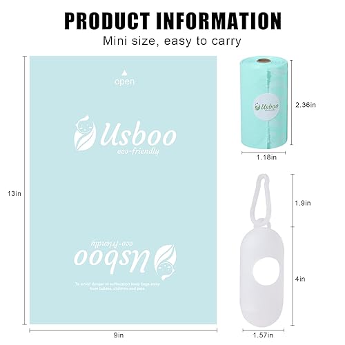 Baby Disposable Diaper Bags, Waste Bags 8 Refill Rolls/120 Bags with Dispenser, Convenient and Quick Diaper Disposal, Unscented - Jamouz