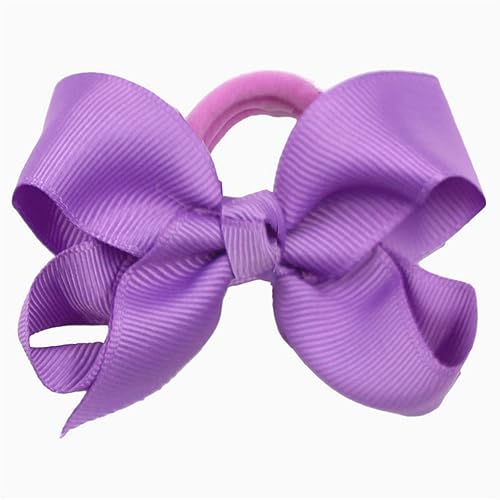 3 Inch Baby Girl Hair Bows Elastic Hair Tie Accessories Bow Ponytail Holder - Set of 2 (Red) - Jamouz