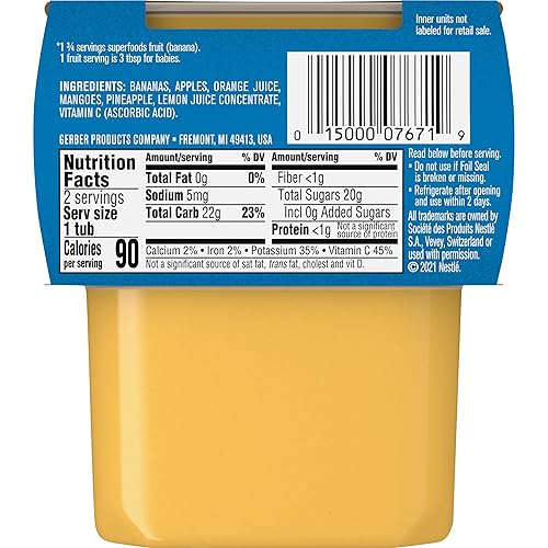 Gerber 2nd Foods Banana Blackberry Blueberry 4 Ounce Tubs, 2 Count (Pack of 8) - Jamouz