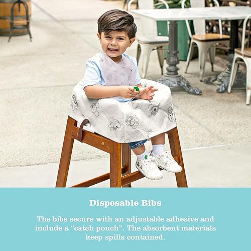 J.L. Childress Healthy Habits Disposable Restaurant High Chair Covers - 12 Count - Individually Wrapped Baby Seat Covers - Covers All Surfaces - Stars/Hearts/Arrows - Jamouz