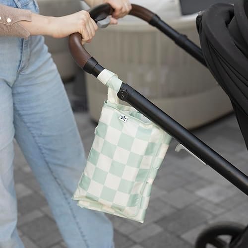 Tiny Twinkle Portable Diaper Changing Pad, Foldable Waterproof Baby Change Pad for Newborn Girl & Boy with Smart Wipes Pocket (Beige Checkers) - Jamouz