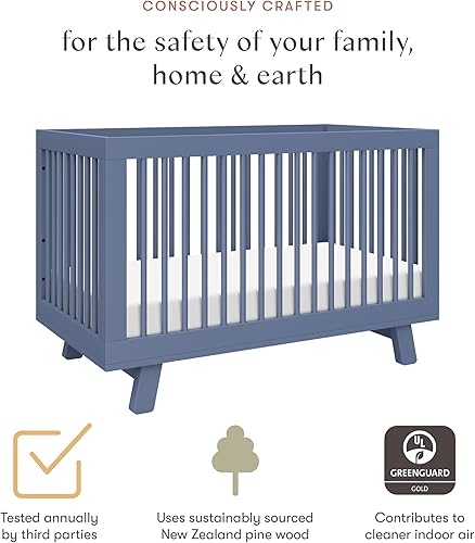 babyletto Hudson 3-in-1 Convertible Baby Crib with Toddler Bed & Daybed Conversion - Easy to Assemble - GREENGUARD Gold Certified w/ 4 Adjustable Mattress Heights - Natural - Jamouz